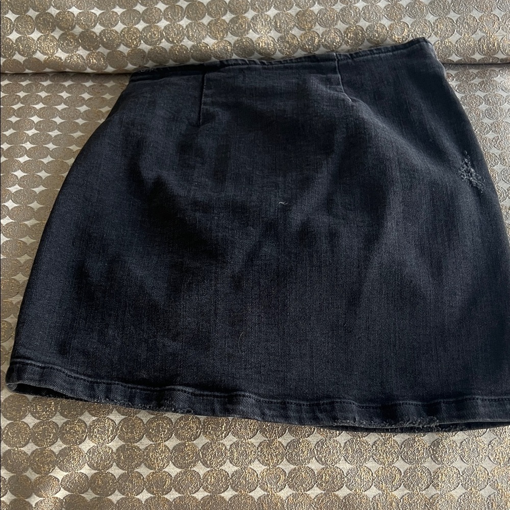 Retrofete Black Button Front Denim Mini Skirt XS NWOT - Picture 5 of 9